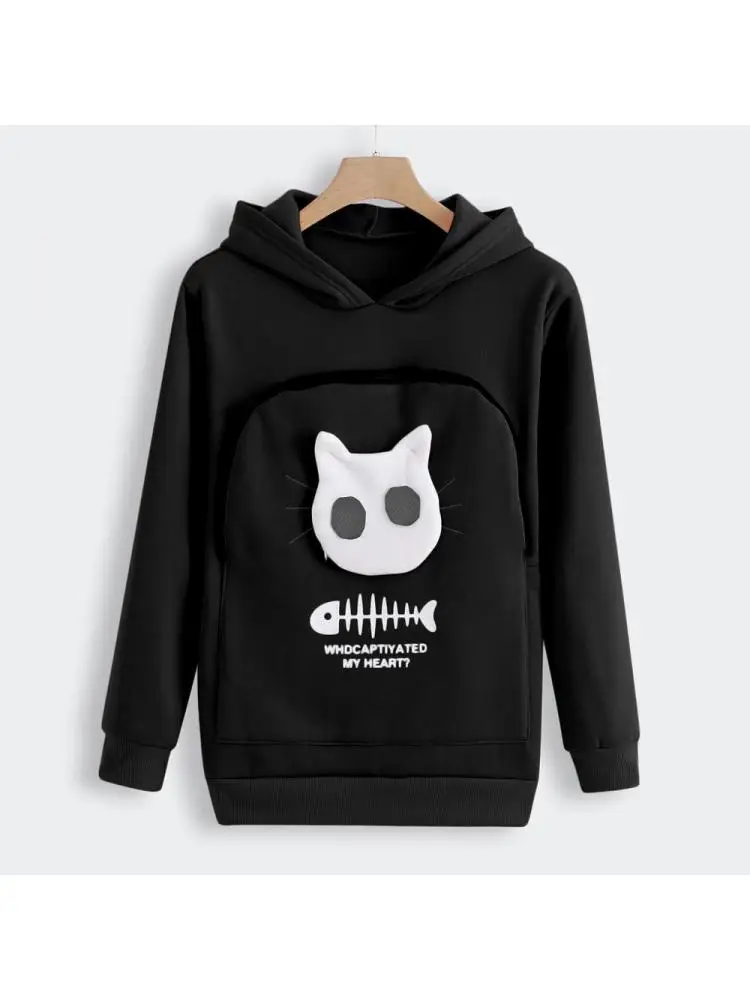 Cat Couple Hoodie Pet Pullover Sweatshirt Pocket Can Hold Pets