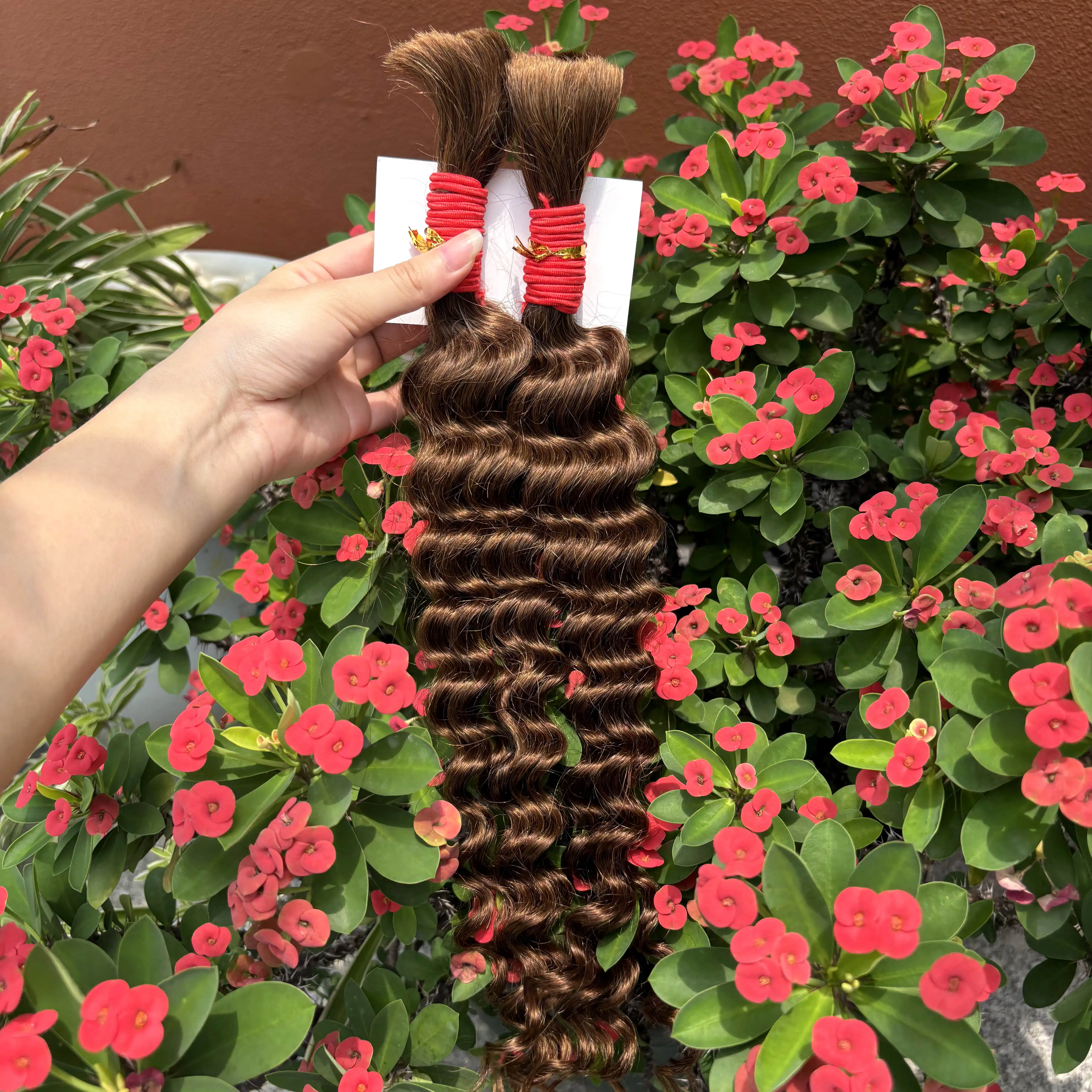 22 24 Zoll tief gewelltes Echthaar für Boho-Zöpfe, kein Schuss, gefärbt, 100 % 12A Echthaar, lockige Bulk-Extensions zum Flechten – Detail 7