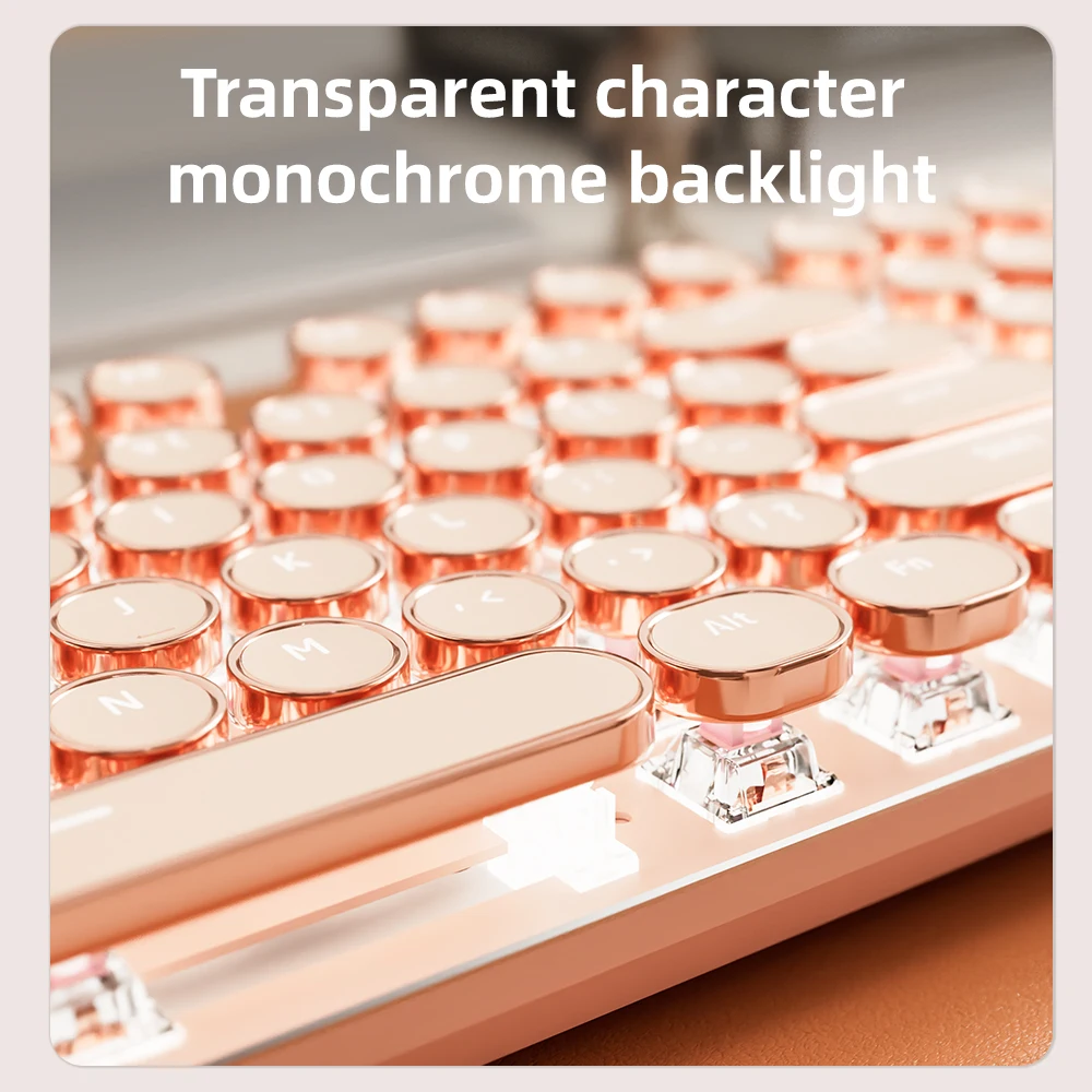 لوحة مفاتيح ميكانيكية سلكية من EWEADN، طراز الآلة الكاتبة البيضاء القديمة، بالحجم الكامل، بإضاءة خلفية LED، تحكم في المقبض، مريحة للمكتب