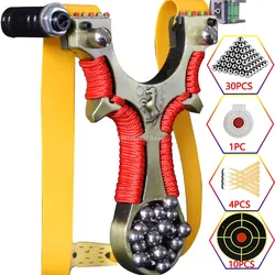 Laser Slingshot Novice Aid Aiming Aluminium Slingshot Rubber Band Hunting Catapult with Strong Magnetic Grip