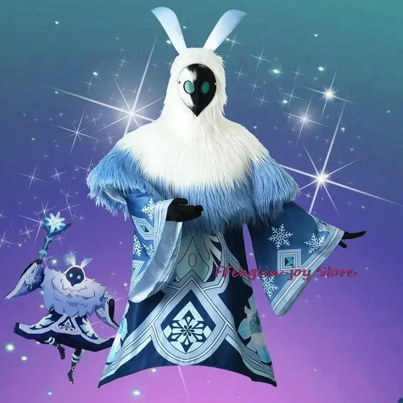 Anime Game Genshin Impact Electro Fire Water Ice Attribute Abyss Mage Cosplay Costume Pilose Hair Cloak Man Woman Halloween Suit