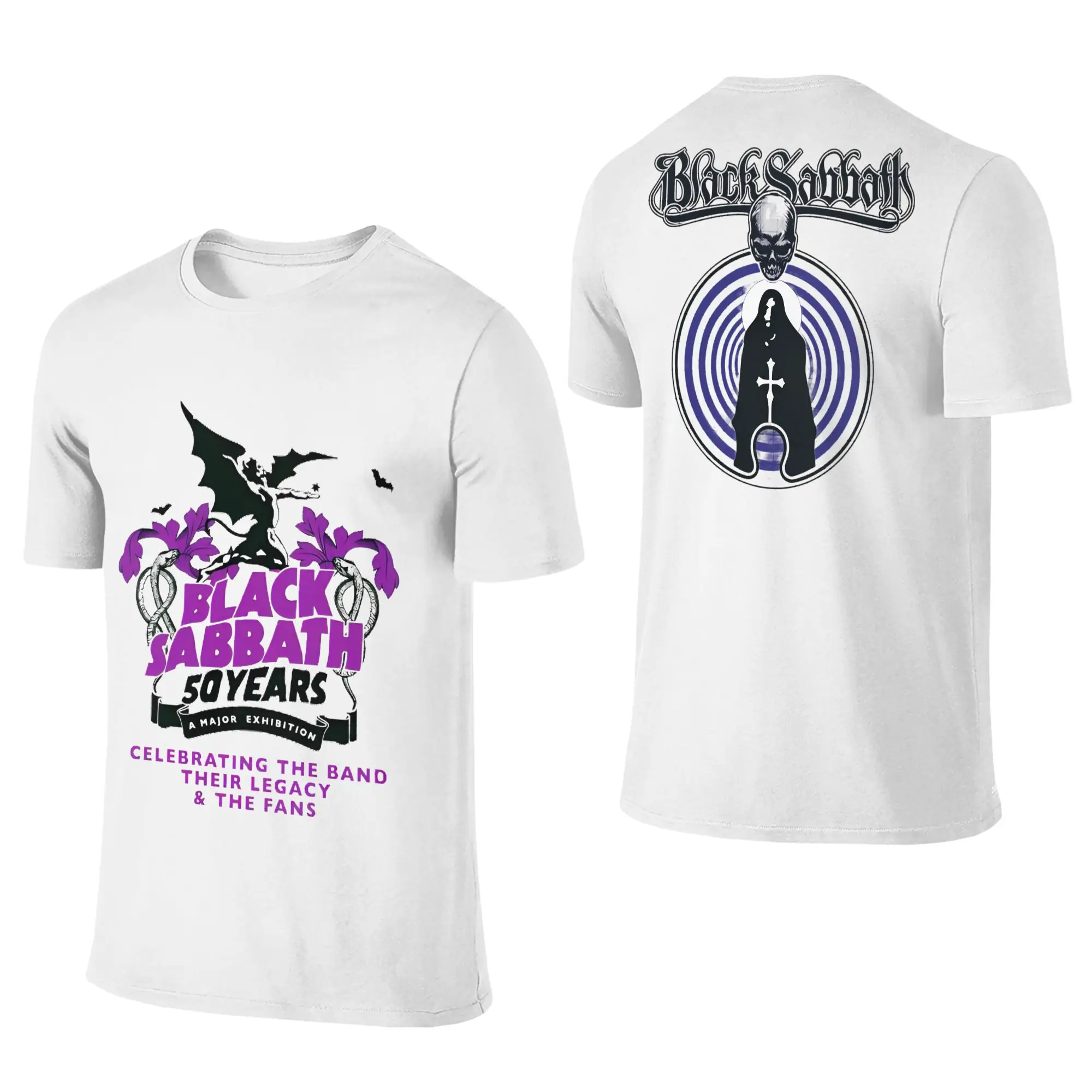 تي شيرت عتيق للسبت الأسود وأوزي أوزبورن العودة إلى البداية للرجال تي شيرت قطني برقبة دائرية ملابس بمقاسات كبيرة #3