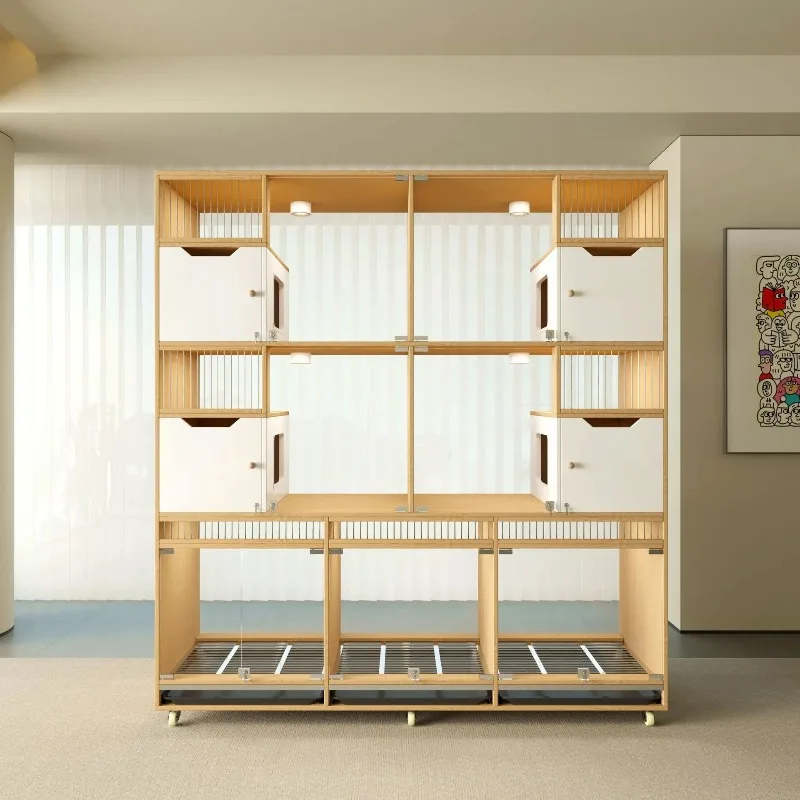 

Dog cage Solid wood display cabinet Foster care cabinet with tray toilet villa Small cage house Cat villa cabinet