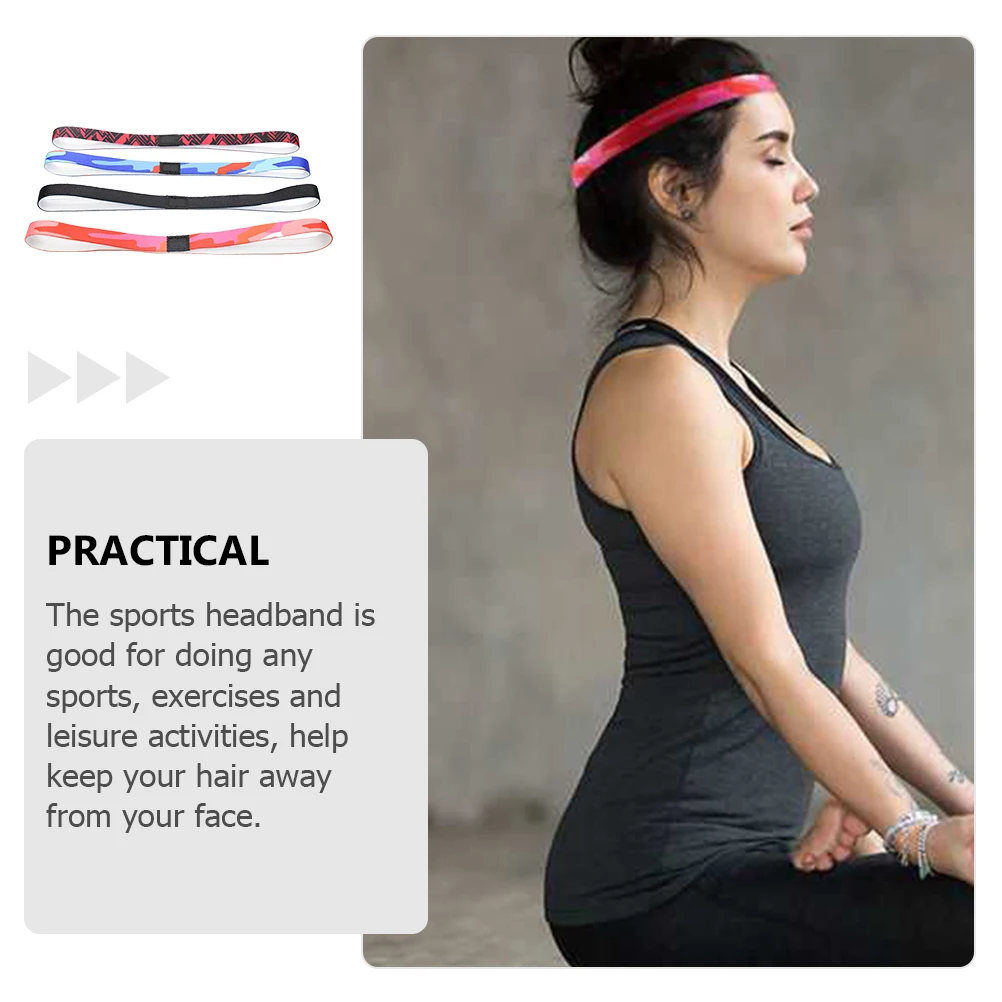 

4pcs Anti-Slip Hair Headband Sports Sweatband Running Yoga Exercise Headbands for Men Women Non-Slip Stretchable Breathable