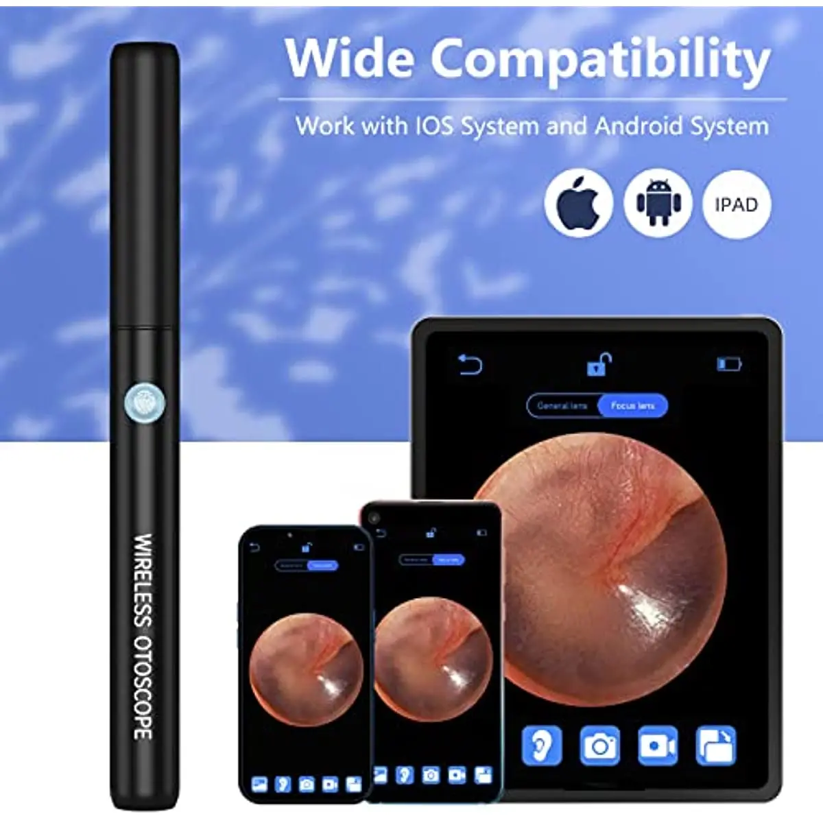 Ear Wax Removal Ear Cleaner with 1296P HD and 3.5mm Camera, Ear wax Removal Camera with 6 LED Lights, Endoscope for Man, Pets