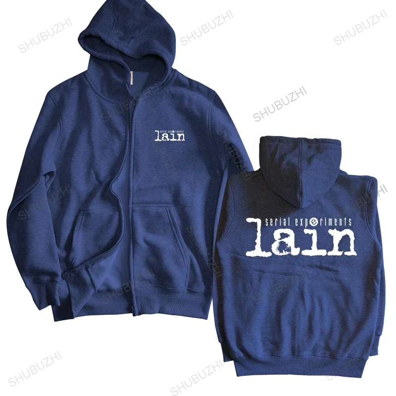 Man black zipper hoody Serial Experiments Lain sweatshirt Men Cotton Harajuku Japan Manga Iwakura zipper brand spring hoodie