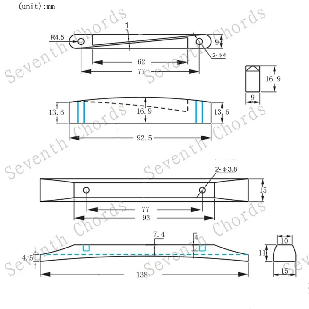 

Practical Replacement New Guitar Bridge Rosewood Part Accessories Acoustic Guitar Adjustable Bridge Instrument