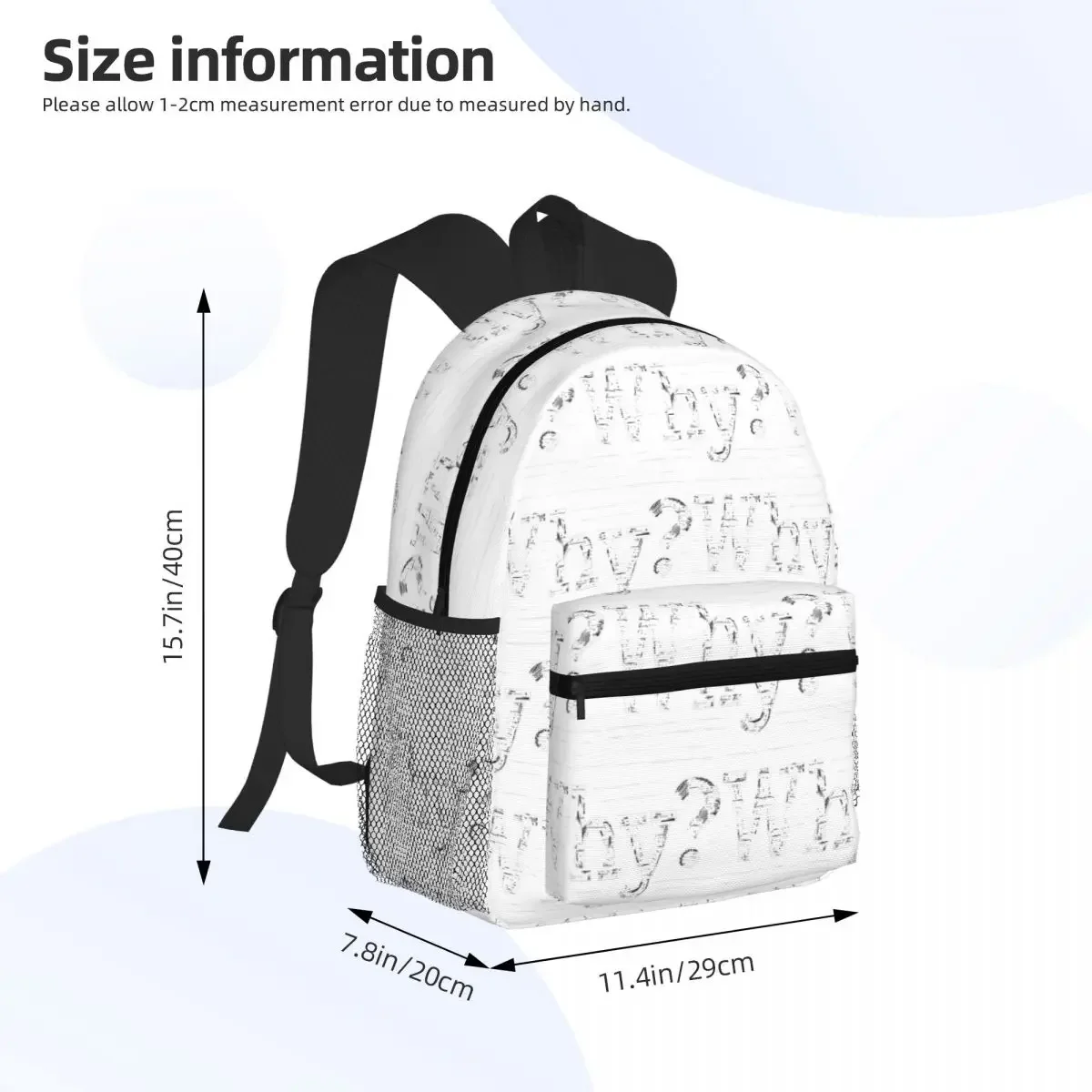 لماذا الحد الأدنى سؤال وجودي تي شيرت حقيبة الظهر Daypack بنين بنات BookBag حقيبة مدرسية حقائب الكتف للرجال والنساء