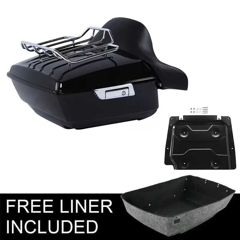 Motorcycle King Trunk Backrest Pad Rack For Harley Touring Road King Street Glide 2014-2025