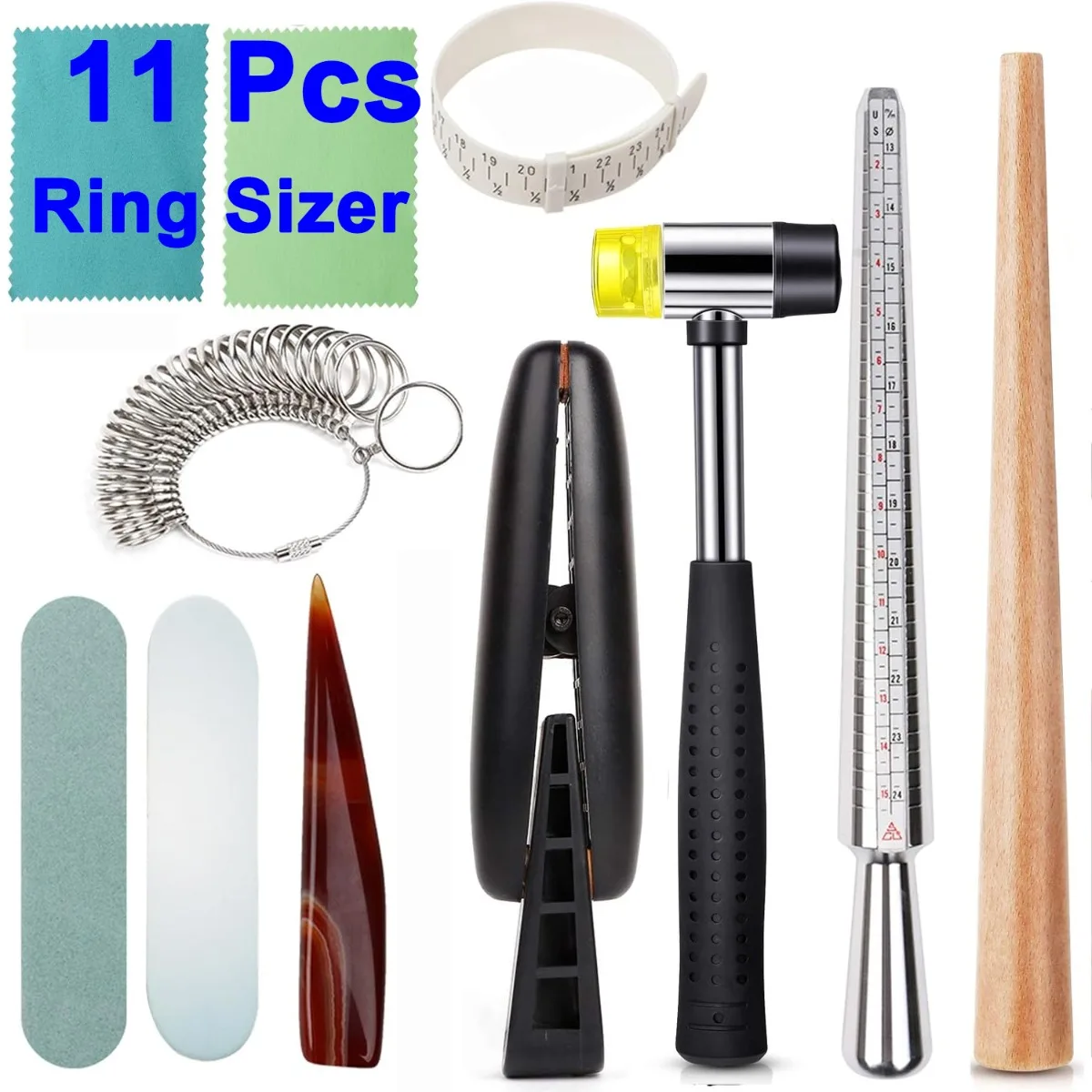 

Ring Sizer Measuring Tool Ring Mandrel Metal Ring Sizing Kit Ring Size Measurer Ring Shaper to Fix Bent Rings Reshaper Tool