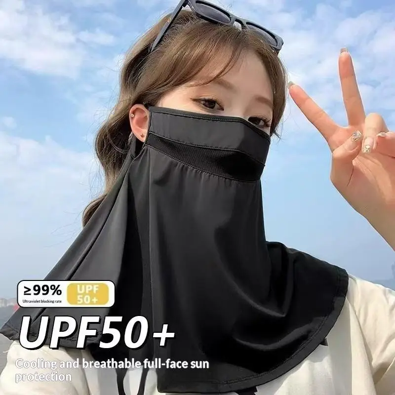 

Summer Sunscreen Ice Silk Mask Neck UV Protection Face Cover Sunscreen Face With Brim Outdoor Cycling Sun Protection Hats Caps