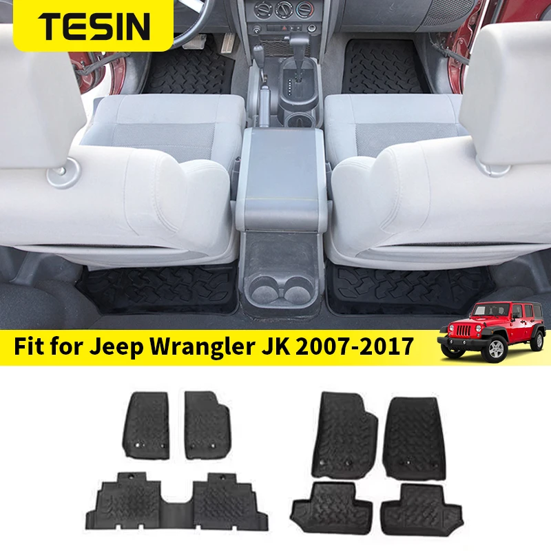 Tappetini Gomma Anteriori Su Misura Per Jeep Wrangler III JK (2007-2018) - Set Da 2, Antiscivolo, Bordo Alto
