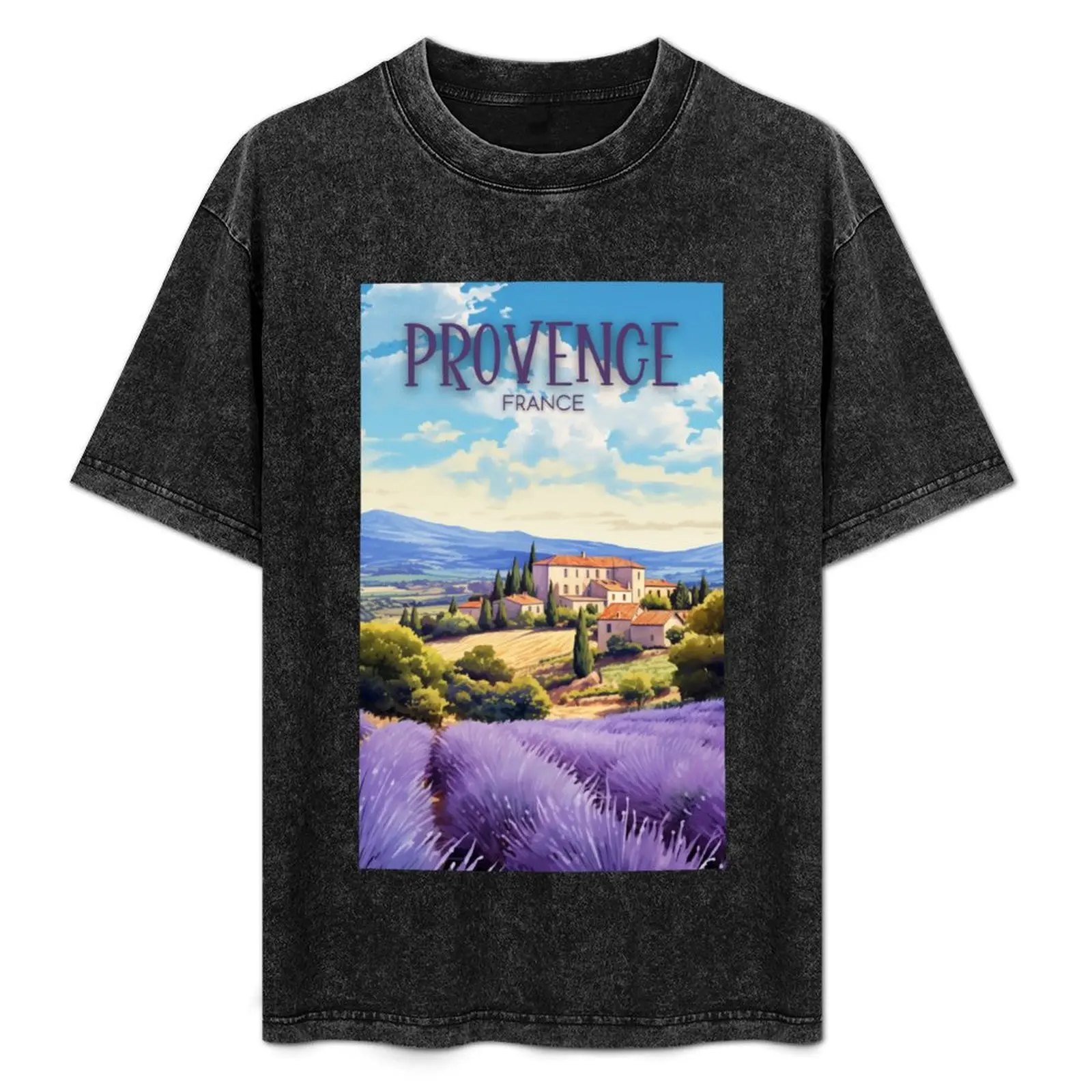 

A Watercolor Illustration of Provence - France T-Shirt Basic Simple Casual Short Sleeve Tee