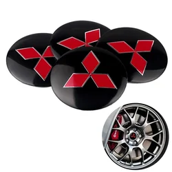 4PCS 56/60mm Car Wheel Center Cap Rim Cover Badge Sticker Accessorie For Mitsubishi Ralliart Lancer Outlander Competition Galant