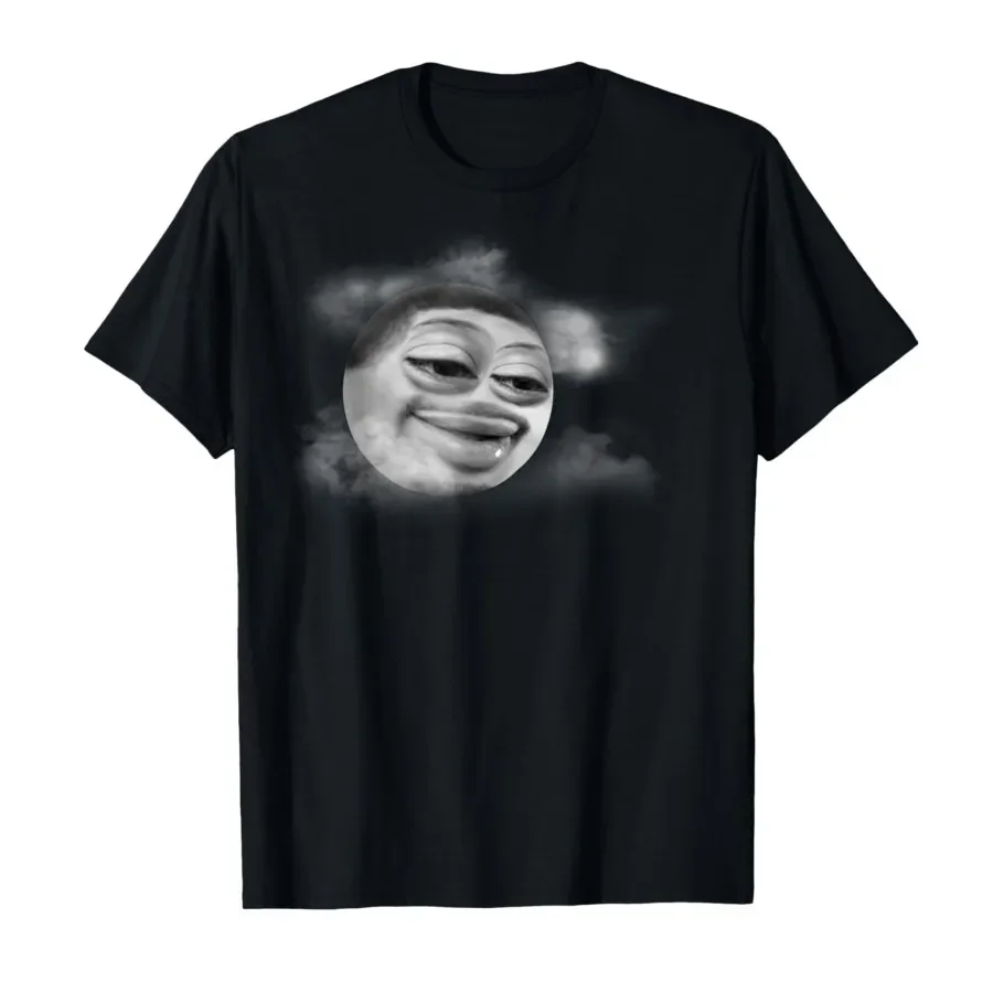 Funny Flight Reacts Moon Face Meme T-shirt For Men Women 100% Cotton T Shirts Short Sleeve Tops 0501-1