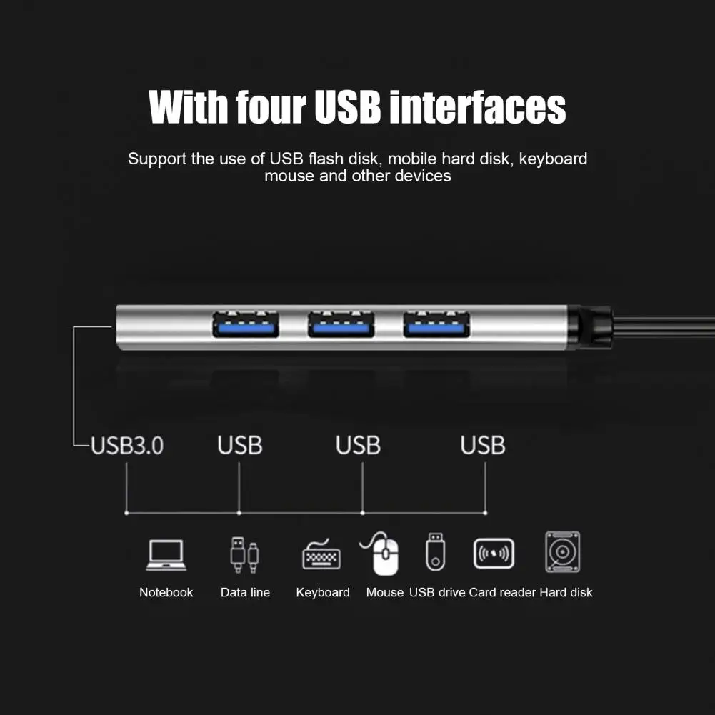 Novel Monitor Hub Safe Convenient Aluminum Alloy USB 3.0 Type-c 4 Ports Monitor Adapter  Multi Monitor Adapter Anti-scratch