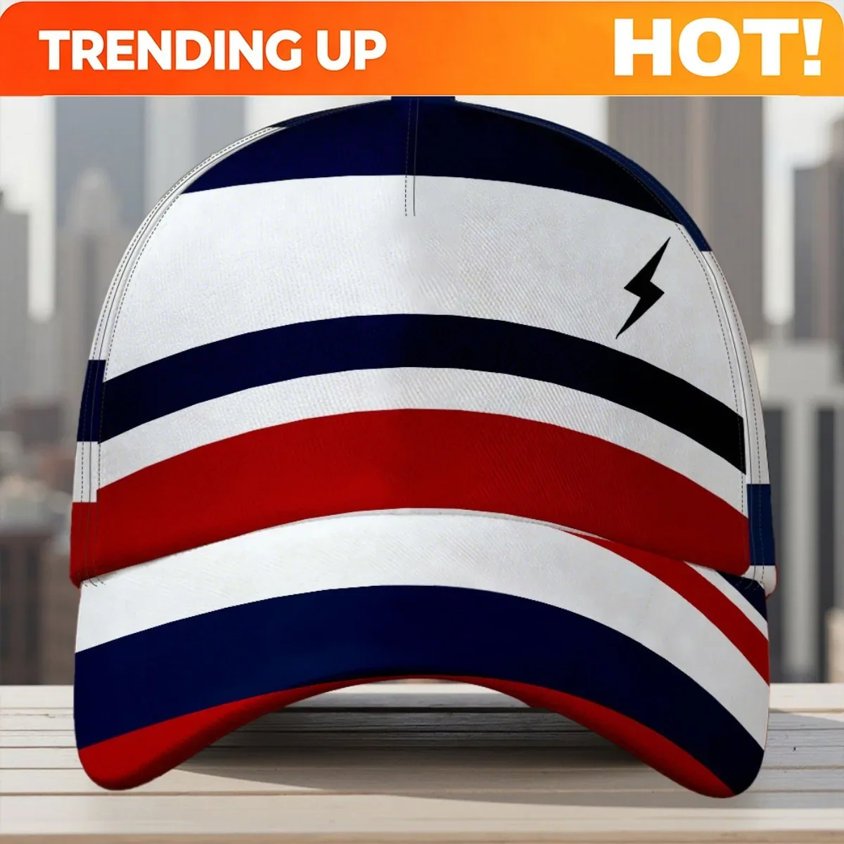 1pc Adjustable Snapback Cap with Strike Abstract Stripes Design for Street Outdoor Activities