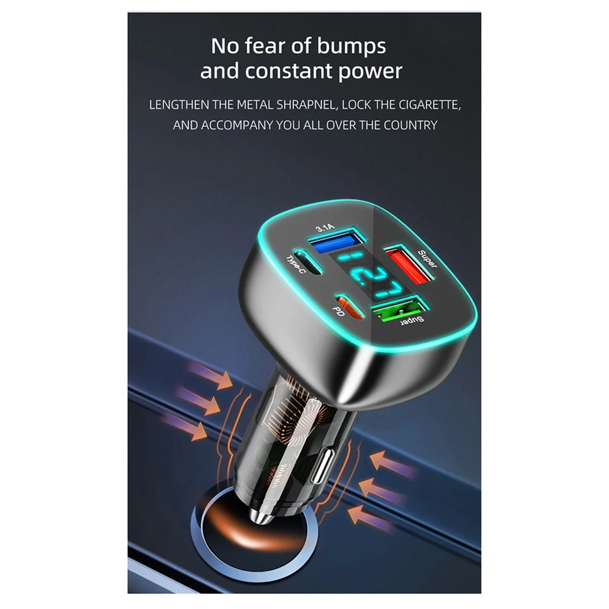 

Highly Recommended.5 Port USB C Car Phone Charger Adapter+Voltage Display A