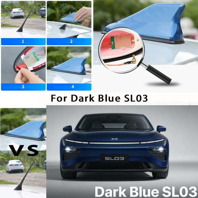 

For Dark Blue SL03 Car Roof Top Mount Shark Fin Aerial Antenna Toppers Auto Radio AM FM Antenna Signal Amplifier Aerial