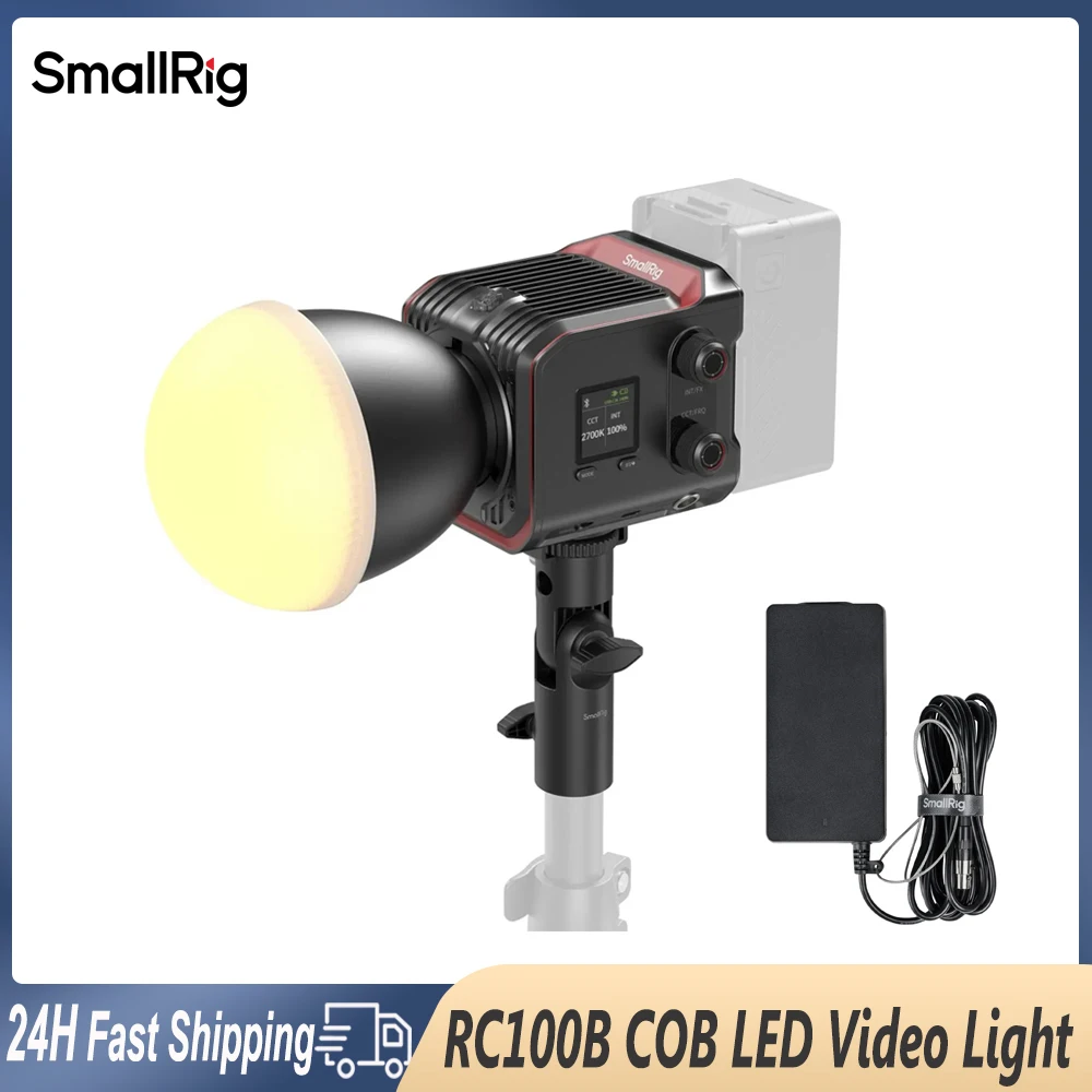 Smallrig RC 100B COB LED Video Light 2700K-6500K Photographic Studio Light with 12effects Power Adaptor for Video Live streaming