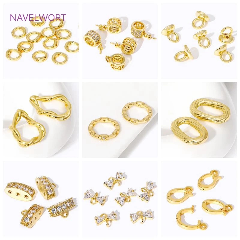 18K Gold Plated Brass End Bead Tip,End Caps For Jewelry,DIY Pearl Bracelet Necklace Jewelry Making Supplies