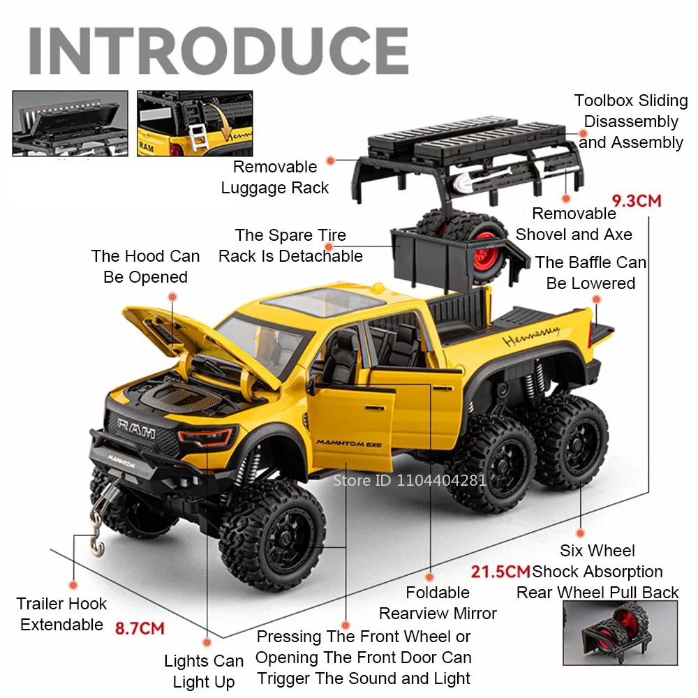 1:24 mammouth F-150 Raptor modèle en alliage moulé sous pression porte de voiture jouet son ouvert lumière retirer véhicule Miniature adulte garçon cadeau de mode