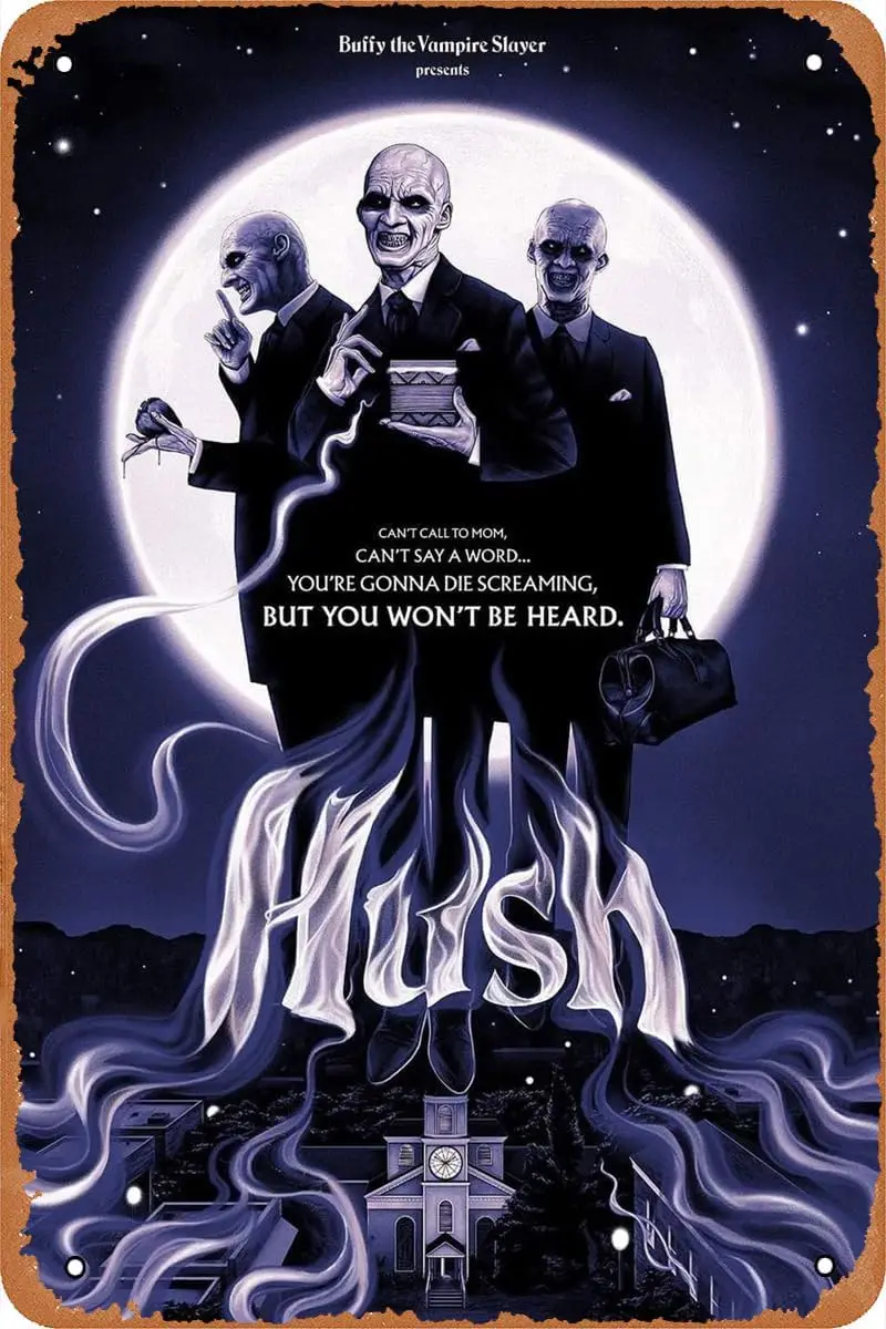 BUFFY Vampire Killer HUSH poster, retro tin logo, retro appearance, metal sign, suitable for cafes, bars, men, cave
