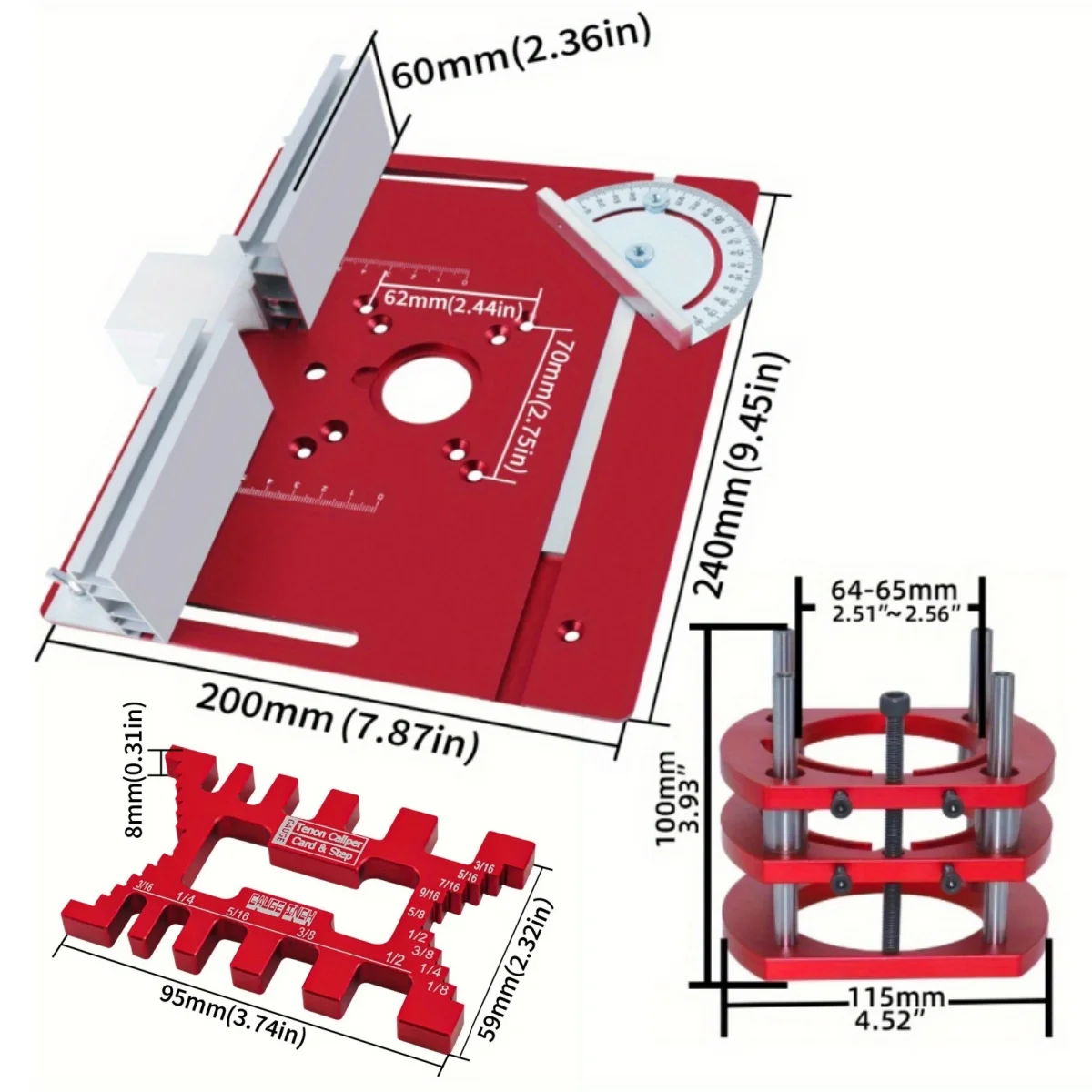 Woodworking Router Lift System and Aluminum Top Plate for 65mm Diameter Motors Workbench Trimmer Engraving Machine DIY Tools