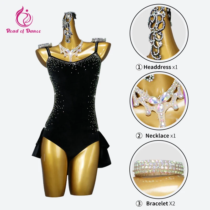 Black Latin Dance Clothing Woman Samba Dress Girls' Parties Costume Sexy Stand Ballroom Skirt Evening Party Practice Sports Suit