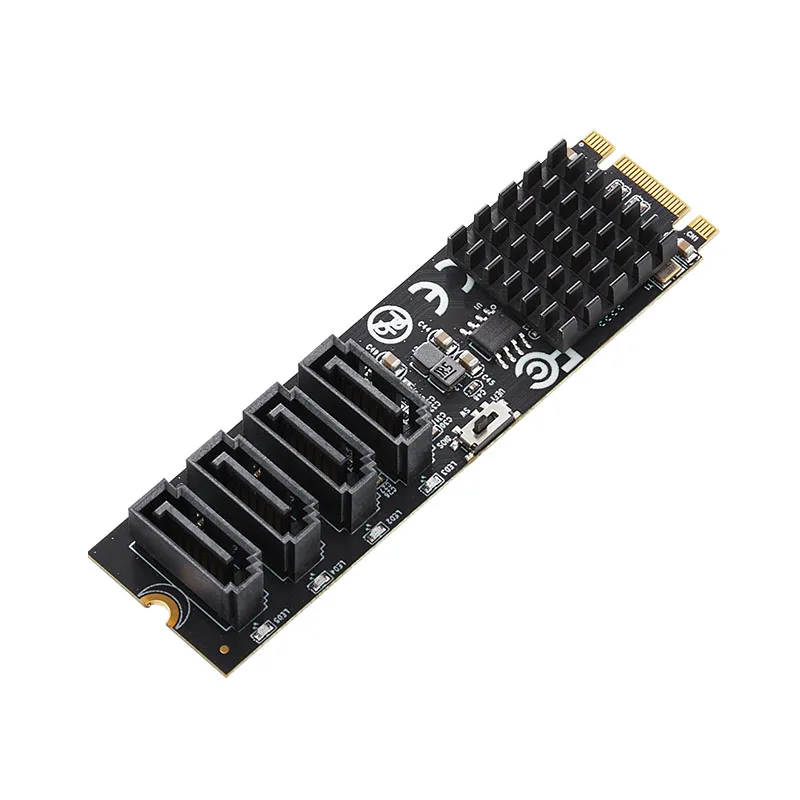 RAID Card M.2 to 4Port SATA3.0 6Gbps SSD HDD Adapter RAID Controller M+B Key 2280mm Size PCIe2.0 Marvell 9236 Chip for UEFI BIOS