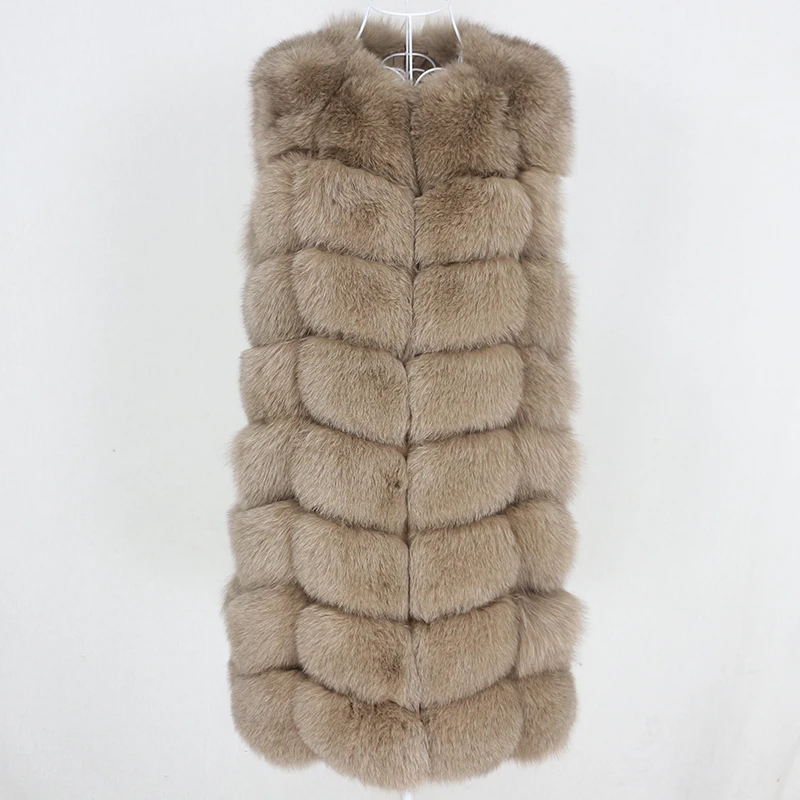 Femmes réel fourrure longue gilet manteau de haute qualité 2025 veste d'hiver naturel grande fourrure de renard moelleuse vêtements d'extérieur Streetwear épais chaud
