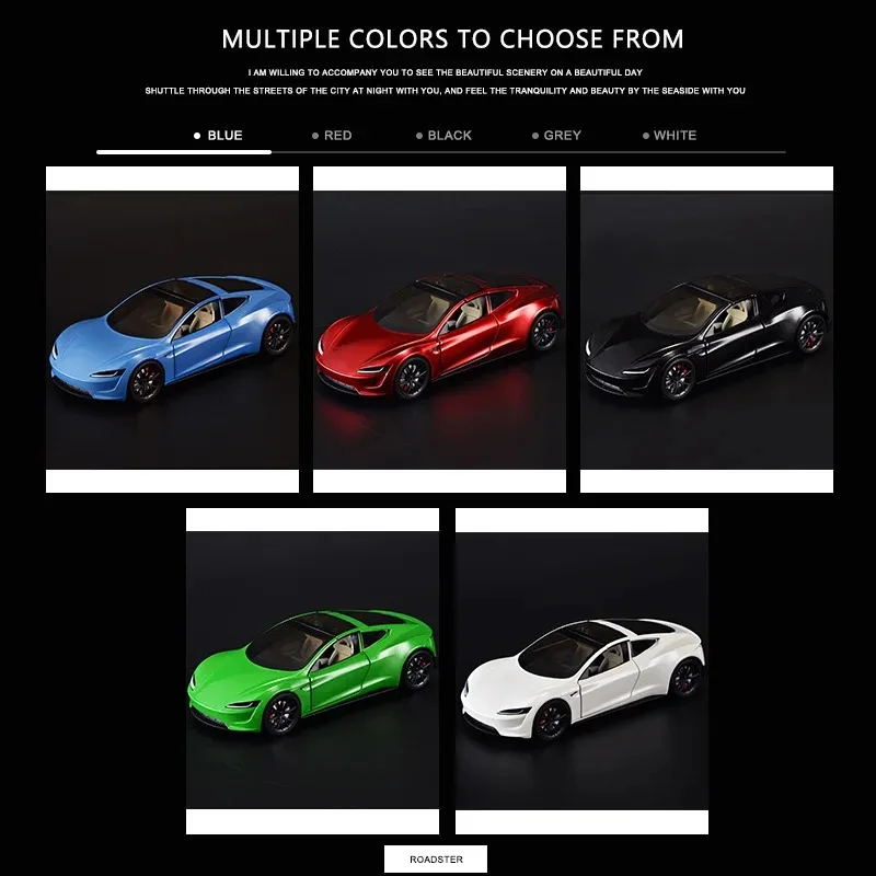 1:24 tesla r roadster alta simulação diecast liga de metal modelo carro som luz puxar para trás coleção crianças brinquedos presentes