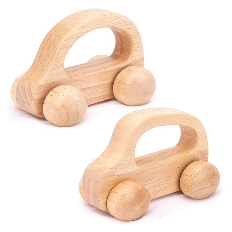 2Pcs Baby Wooden Car Toy Early Education Infant 0-6-12 Months Toddler 1-3 Year Old Wood Toy Boys Neutral Decor