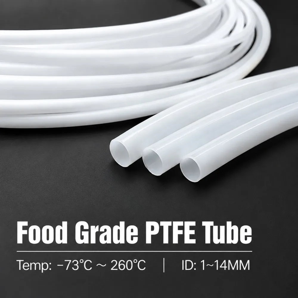 PTFE Tube 600V ID 1/1.5/2/3/4/5/6/7/8/9/10/11/12/13/14mm White Insulated Tubing Rigid Pipe Temperature Corrosion Resistant