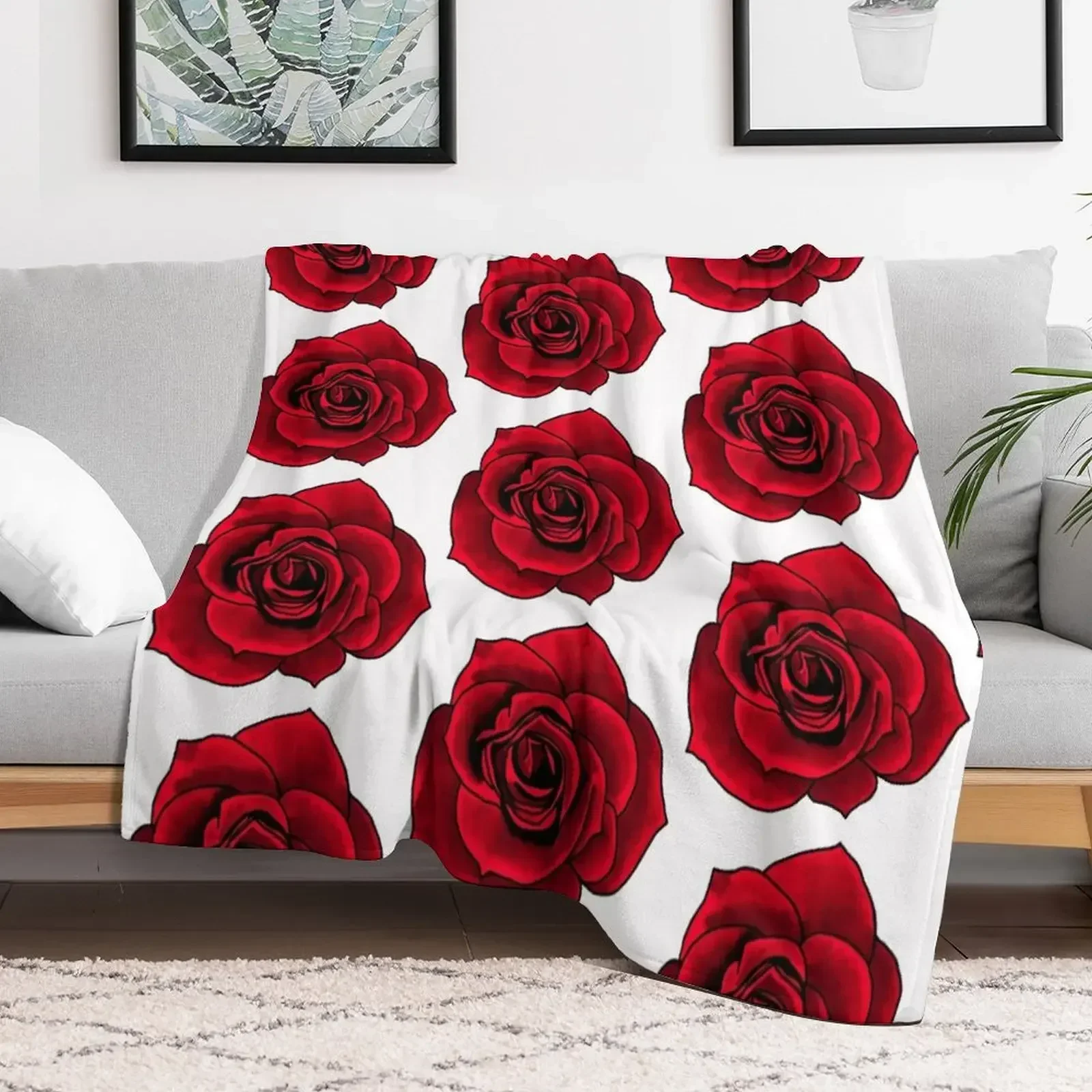 

Cute Red Rose Throw Blanket For Sofa Thin wednesday Thermals For Travel Sleeping Bag Blankets