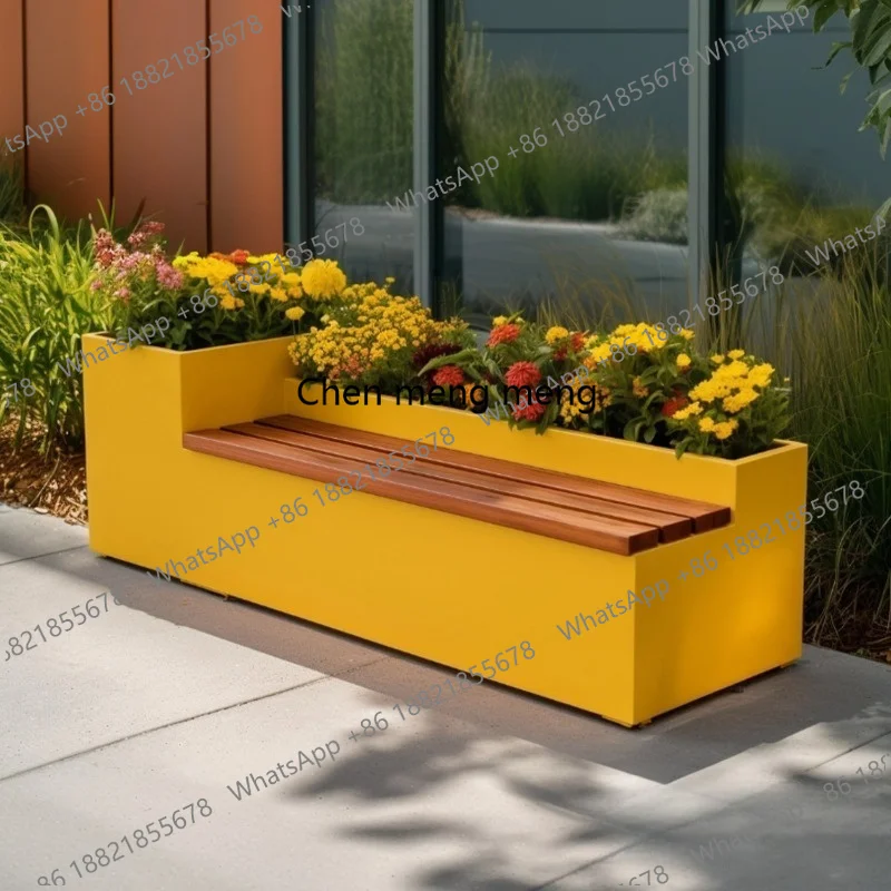 Nordic High-End Garden Bench Modern Creative Commercial Leisure Park Bench Planter Box Customizable Outdoor Furniture