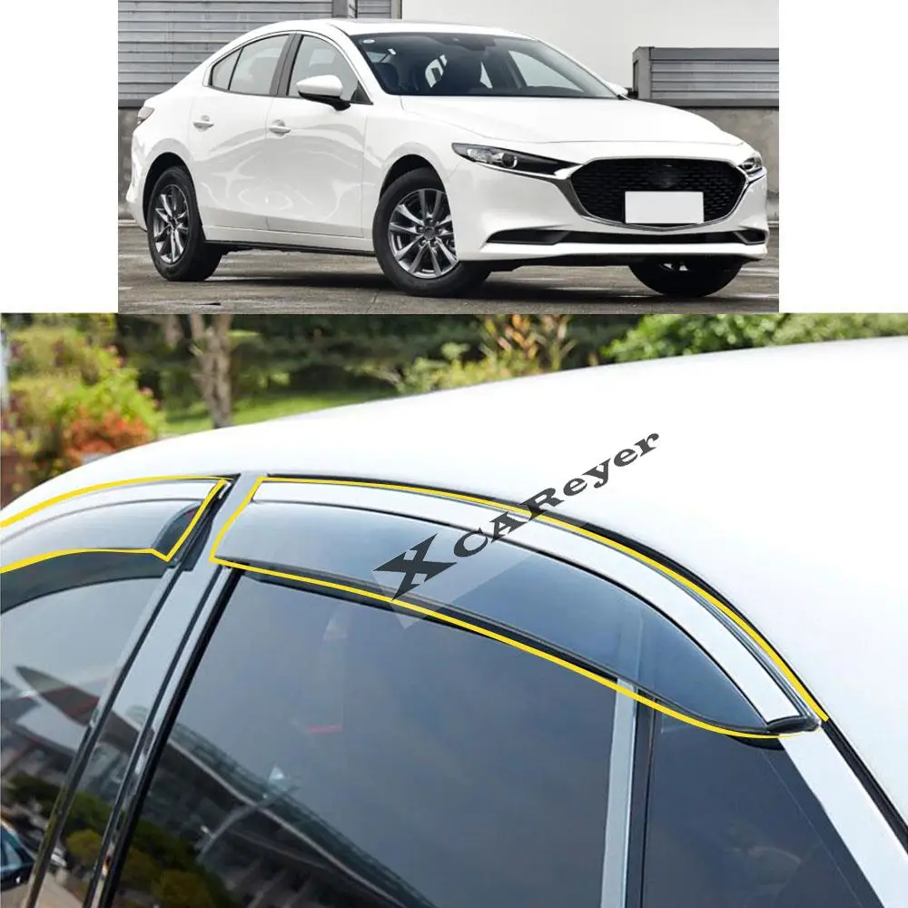 

Для Mazda 3 Axela M3 2019 2020 2021 2022, наклейка для стайлинга кузова автомобиля, пластиковое оконное стекло, ветрозащитный козырек, детали для защиты от дождя/солнца