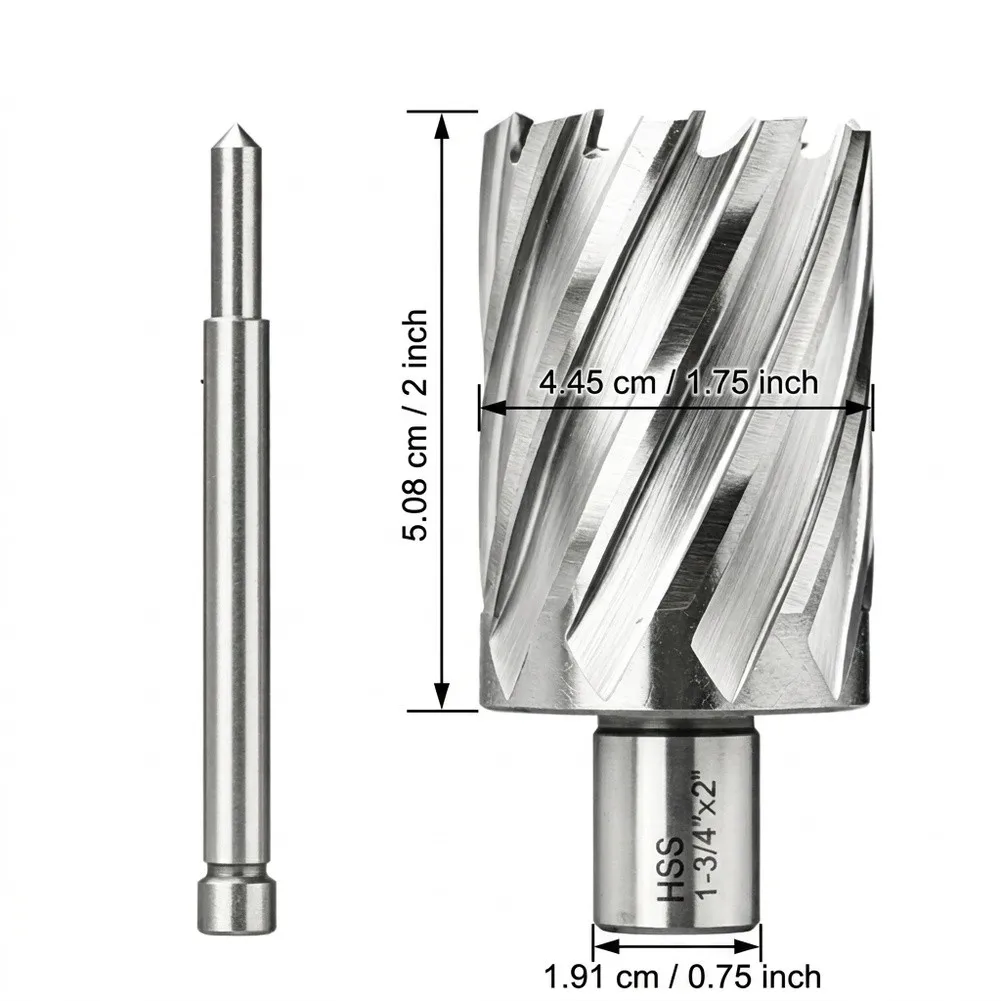 Ground Annular Mag Drill Bit 1-3/4 inch Cutting Size 2 inch Depth 3/4 inch Shank HSS Material for Magnetic Drill Machine