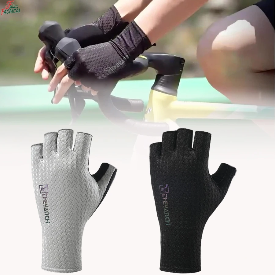 

1 Pair Breathable Half Finger Gloves Non-Slip Thickened Palm Pads,Knit Fabric,Polyester,Hand Wash for Outdoor Sports