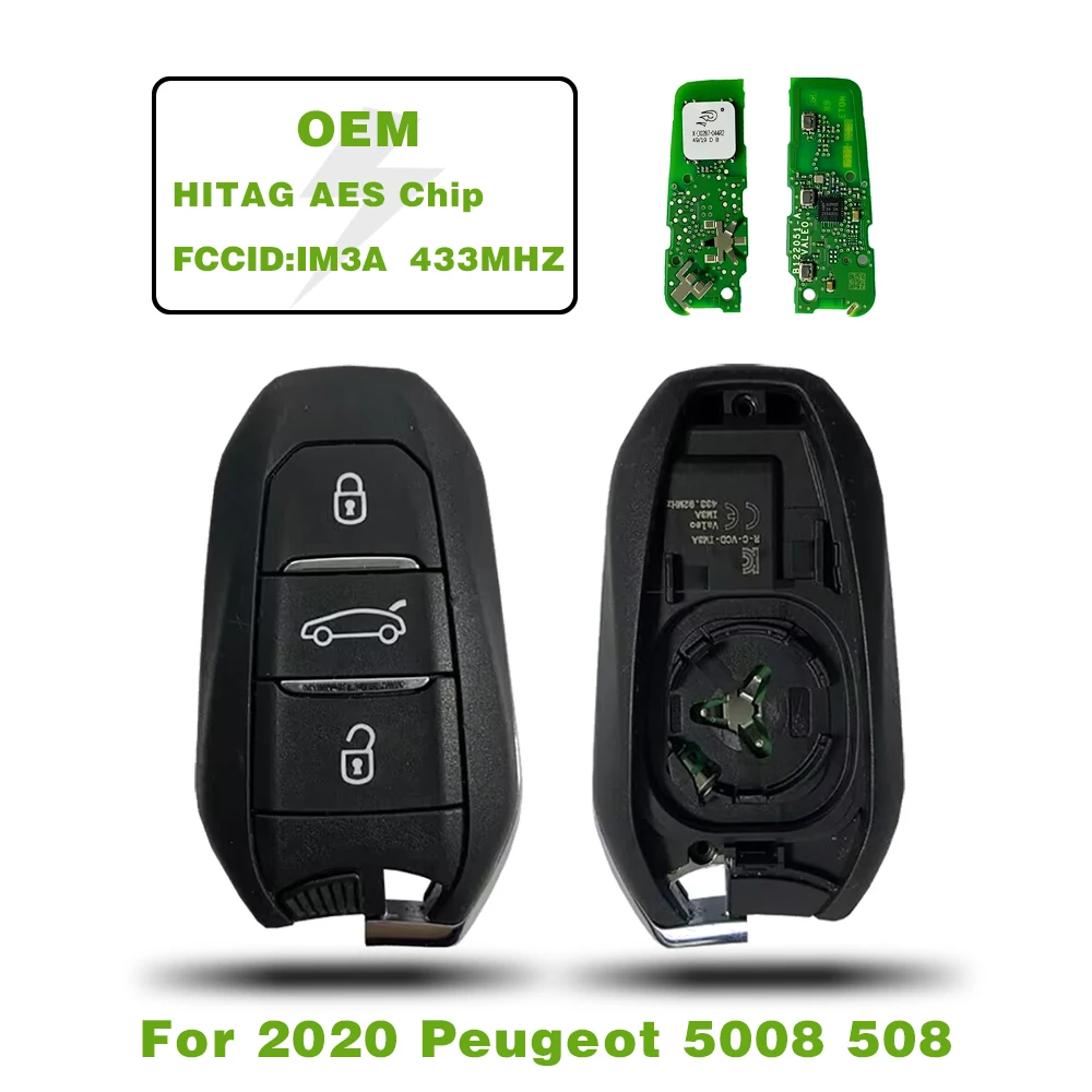 CN009045 Original PCB Keyless Remote Fob For 2020 P-eugeot 5008 508 Smart Key FCCID IM3A HITAG AES Chip 433MHz 98097814ZD