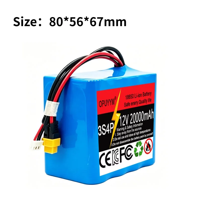 18650 3S4P Lithium Ion Battery 12V 20000mAh Built‑in BMS High Power Rechargeable for V030 GPS Remote Control Fishing Bait Boat view 2