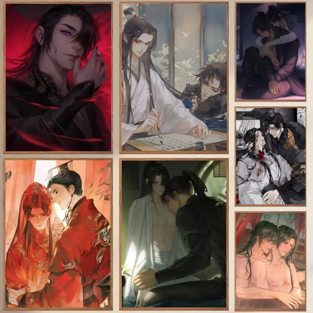 The Husky And His White Cat Shizun Anime Poster Self-adhesive Art Waterproof Paper Sticker Coffee House Bar Room Wall Decor