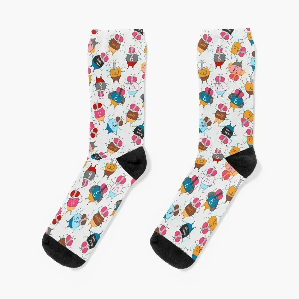 

Cute Drosophila Melanogaster Mutants on Light Grey Socks custom sports bright garter christmas gift Mens Socks Women's