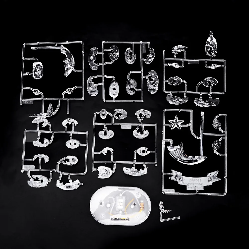 Pisces Crystal Puzzle Jigsaw Three-Dimensional DIY Assembly Constellations Puzzle Glow in The Dark With LED Light