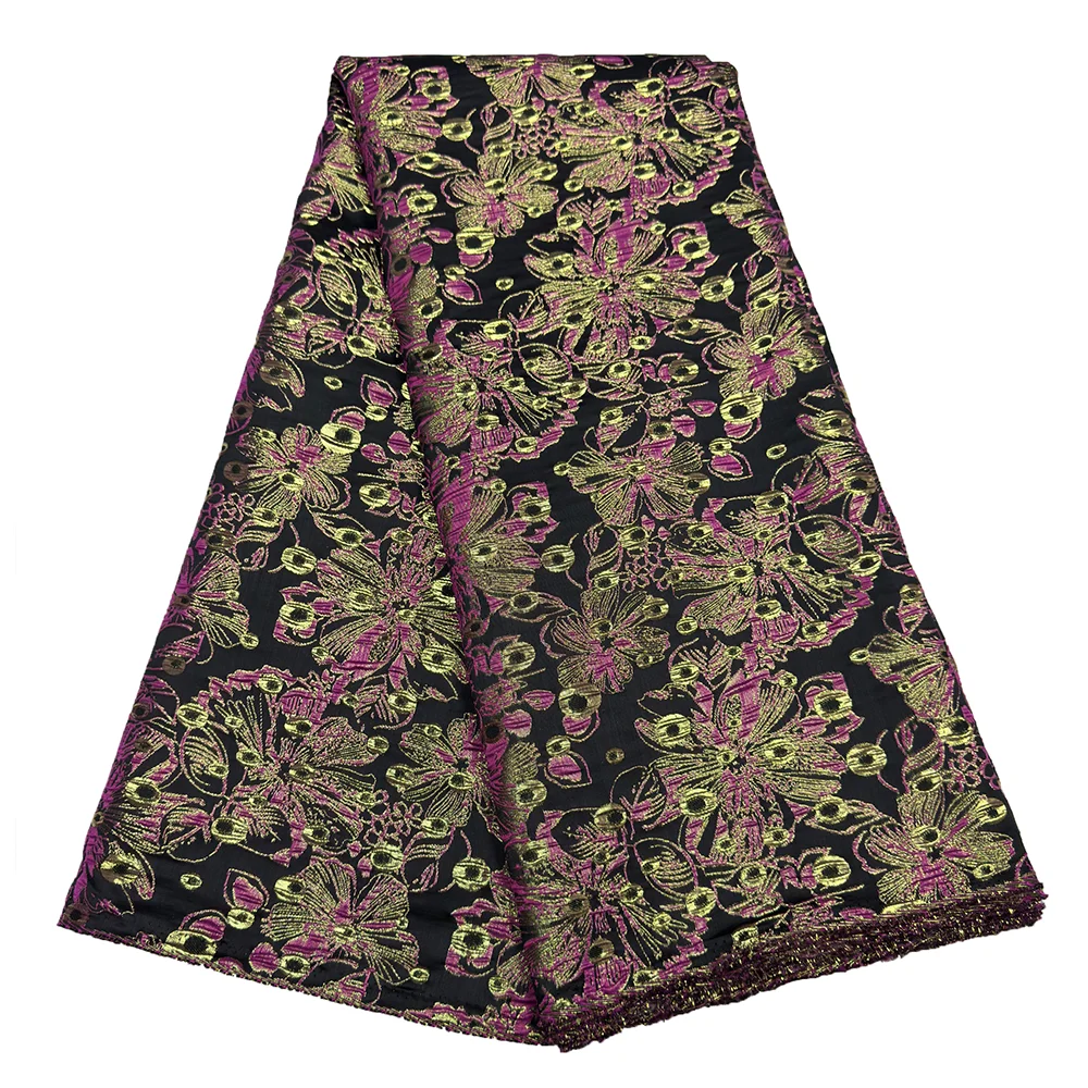 

Nigerian Newest Jacquard Damask Lace French Tulle Lace Fabric Elegant Gilded Brocade Lace Material For Wedding Dresses Sew