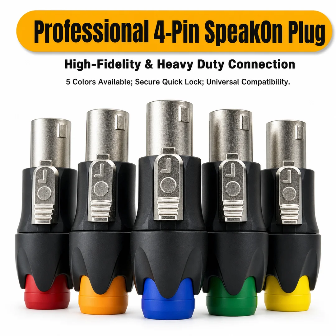 5pcs Solder-Free 4-Core NL4FC Speakon Connector, Professional Audiophile Speaker Terminal for Amplifier
