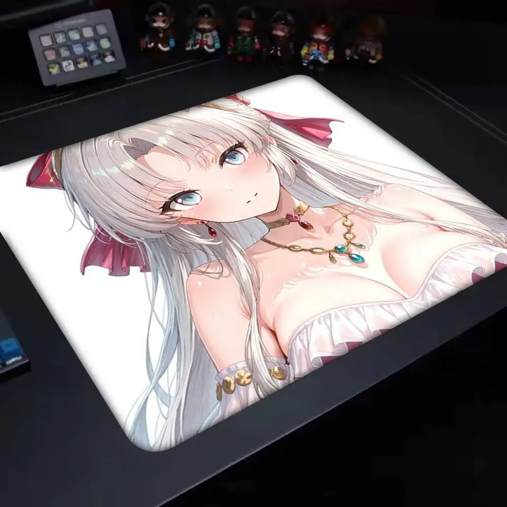 1 Buah Alas Mouse Anime Game Wuthering Waves C-carlotta LockEdge Kecil untuk Gamer Alas Meja Komputer Karet Anti Selip Persegi Panjang