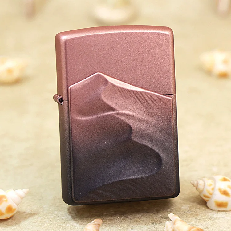 

Genuine Zippo 3D desert oil lighter copper windproof cigarette Kerosene lighters Gift with anti-counterfeiting code