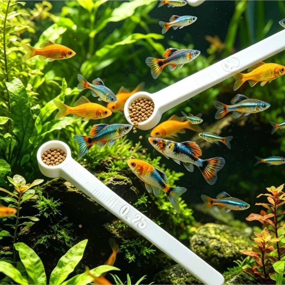 3Pcs Multi-size Fish Food Measuring Spoon Prevents Overfeeding Plastic Aquarium Feeding Scoop Precise Scale Long Handle