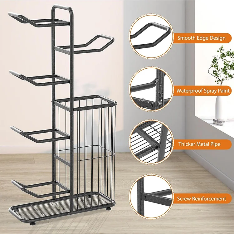 Piccolo espositore per basket con scaffale per attrezzature sportive a 5 palline con cestino portaoggetti